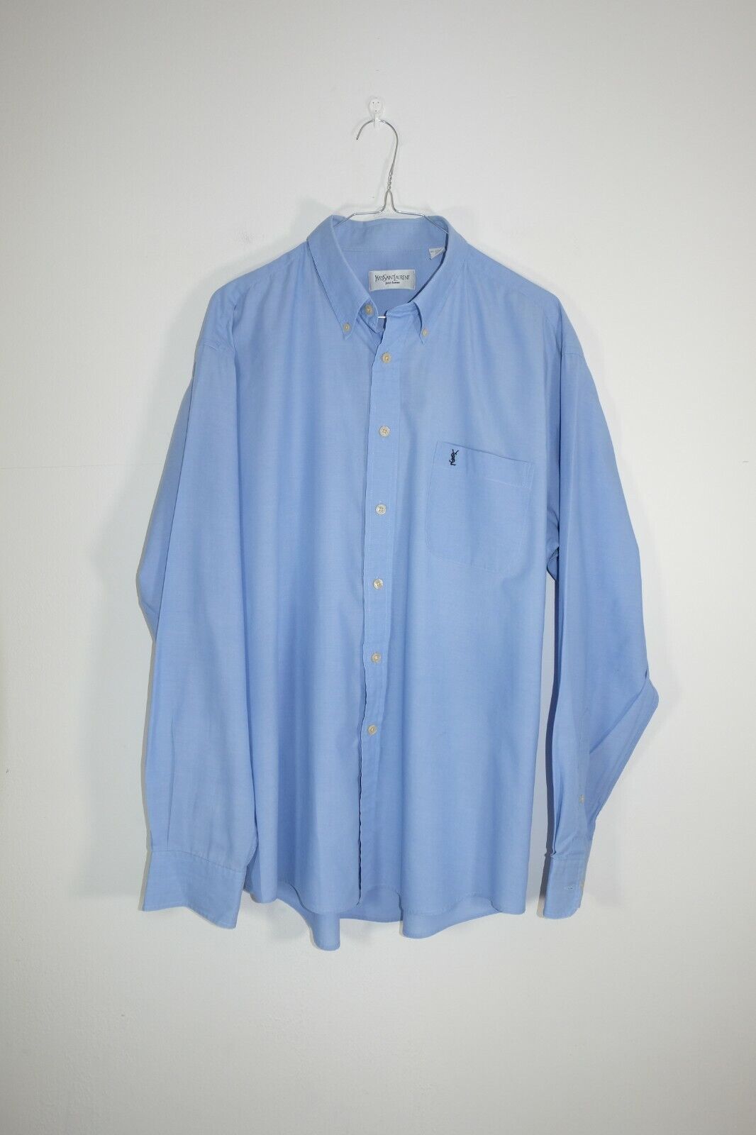 YSL Pour Homme Blue Regular Fit Shirt Size L Yves Saint Laurent | eBay