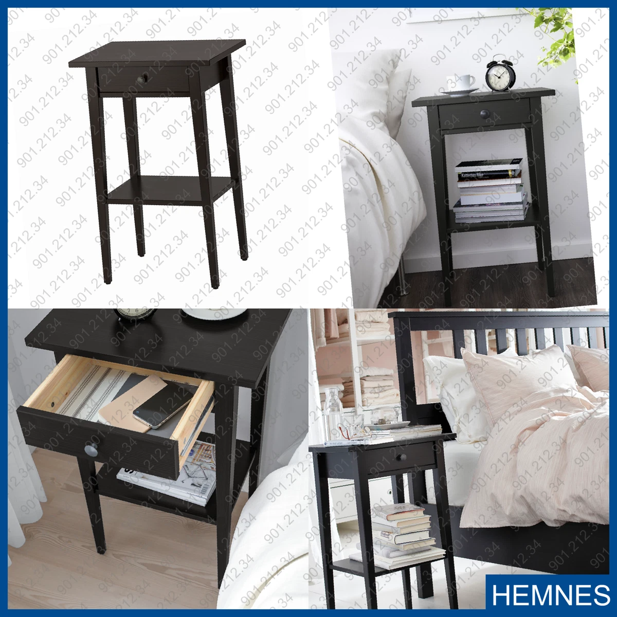 Hemnes bedside cheap table black