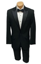 Boys Size 6 Black Jean Yves Tuxedo Jacket Peak Lapels Wedding Ring Bearer 6B