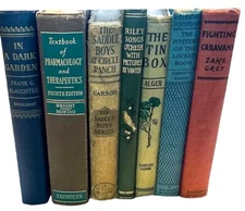 Antique Lot 7 Vintage Books Instant Library Staging Shelf Decor Prop Classics