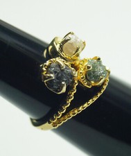 1.83ct Blue/Black/White Rough Diamond Ring, Uncut Raw Diamond 925 silver Ring