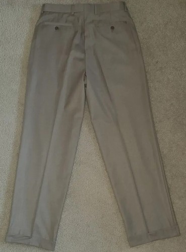 Louis Raphael Rosso RED Tan Pleated & Single Cuffed Slacks Mens 33x32 WORN TWICE - Picture 4 of 22