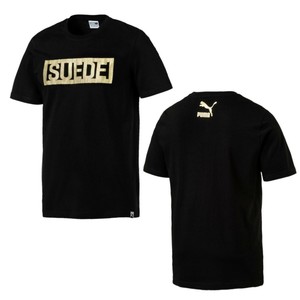 Puma-Suede-Tee-Mens-Short-Sleeved-T-Shirt-Casual-Top-Black-Gold-594893-01-Q1