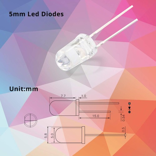 100 Pcs 5Mm White LED Diode Lights - Ultra Bright Clear Transparent DC 3V 20Ma - Picture 3 of 7