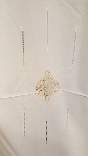 Tenda ricamata in misto lino mt 6,80 x 3,35 con cimosa rifinire stanza classica - Foto 3 di 3