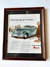 Original Nash Automobile Magazine Ad Framed Under Glass 1940's