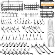 100 PCS Extra Thick Pegboard Accessories Kit, Heavy Duty Peg Board Hook Set with