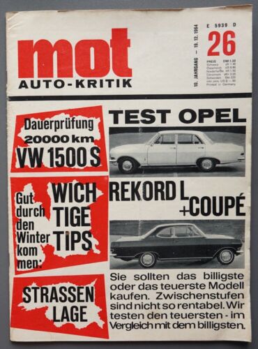 Mot 1964/26 Opel Rekord A L et Coupé, VW 1500 S - Photo 1/3