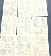 9 Vintage Iron On Transfer Individual Pattern Lot Barnyard Cats Dogs Horse Theme