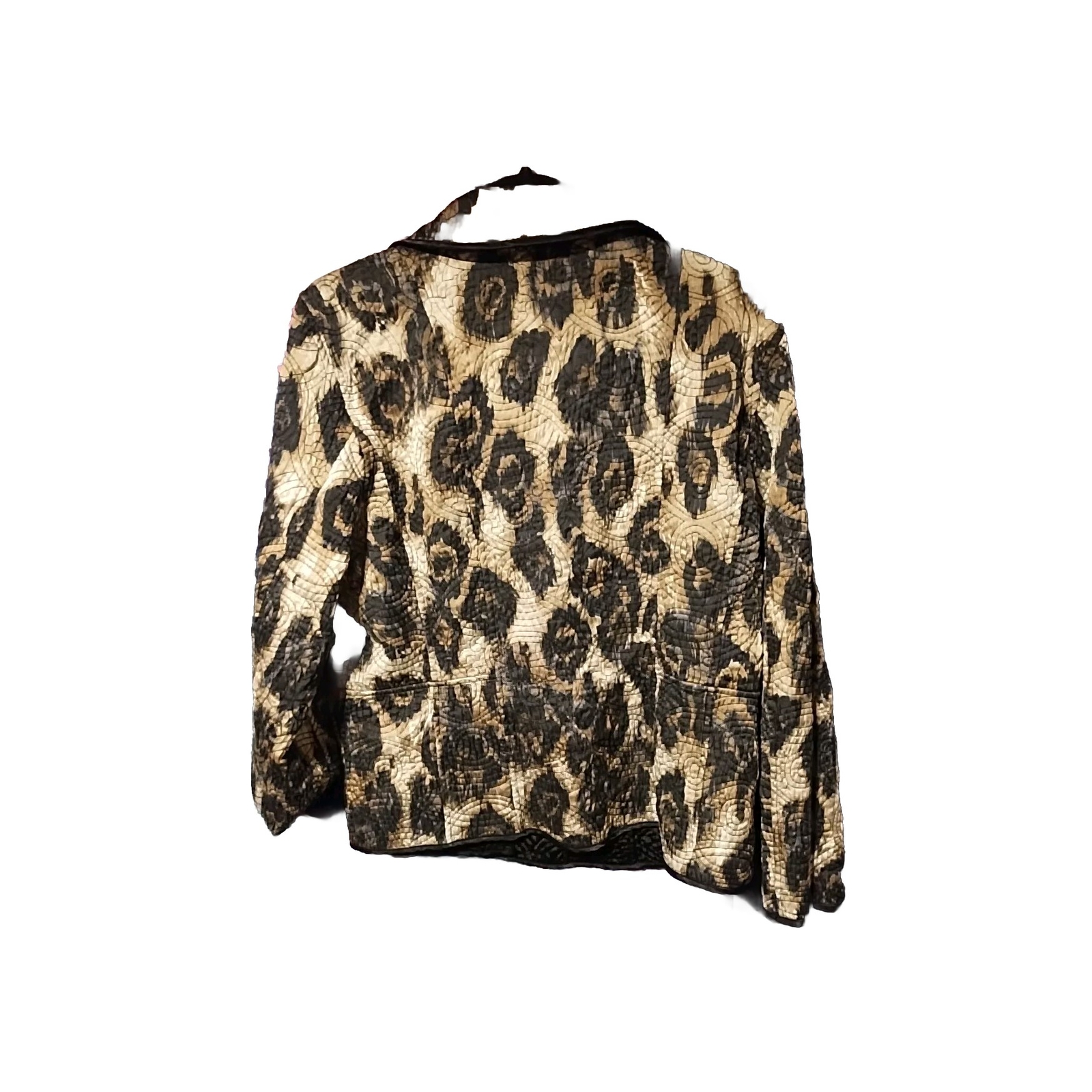 Chico's Women's Black /Animal Print  Reversible Button Up Jacket  Texured Size 3