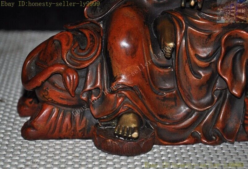 purple copper bronze 24k gold Gilt Elephant Kwan-yin Guanyin Goddess Statue Foto 4 de 4