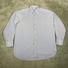 Turnbull Asser Shirt Mens Blue Stripe Dress Shirt French Cuff XL 17 Made Engla