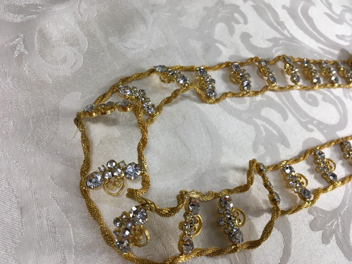 Vtg 60s 70s JULIANA D&E Vintage Gold tone Twisted Mesh Metal  & Rhinestone Belt VTG  main image 3