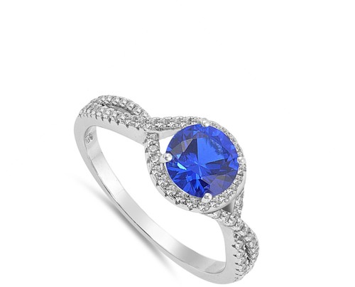 Blue CZ Halo Infinity Knot Ring New 925 Sterling Silver Band Sizes 5-10 - Picture 2 of 4