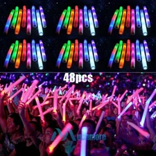 24/48PCS Light Up Foam Sticks LED Wands Rally Rave Batons DJ Flashing Glow Stick