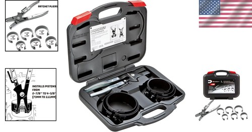 Professional Piston Ring Compressor Kit - 7-Piece Heavy Duty Tool Set with Case - Picture 2 of 7