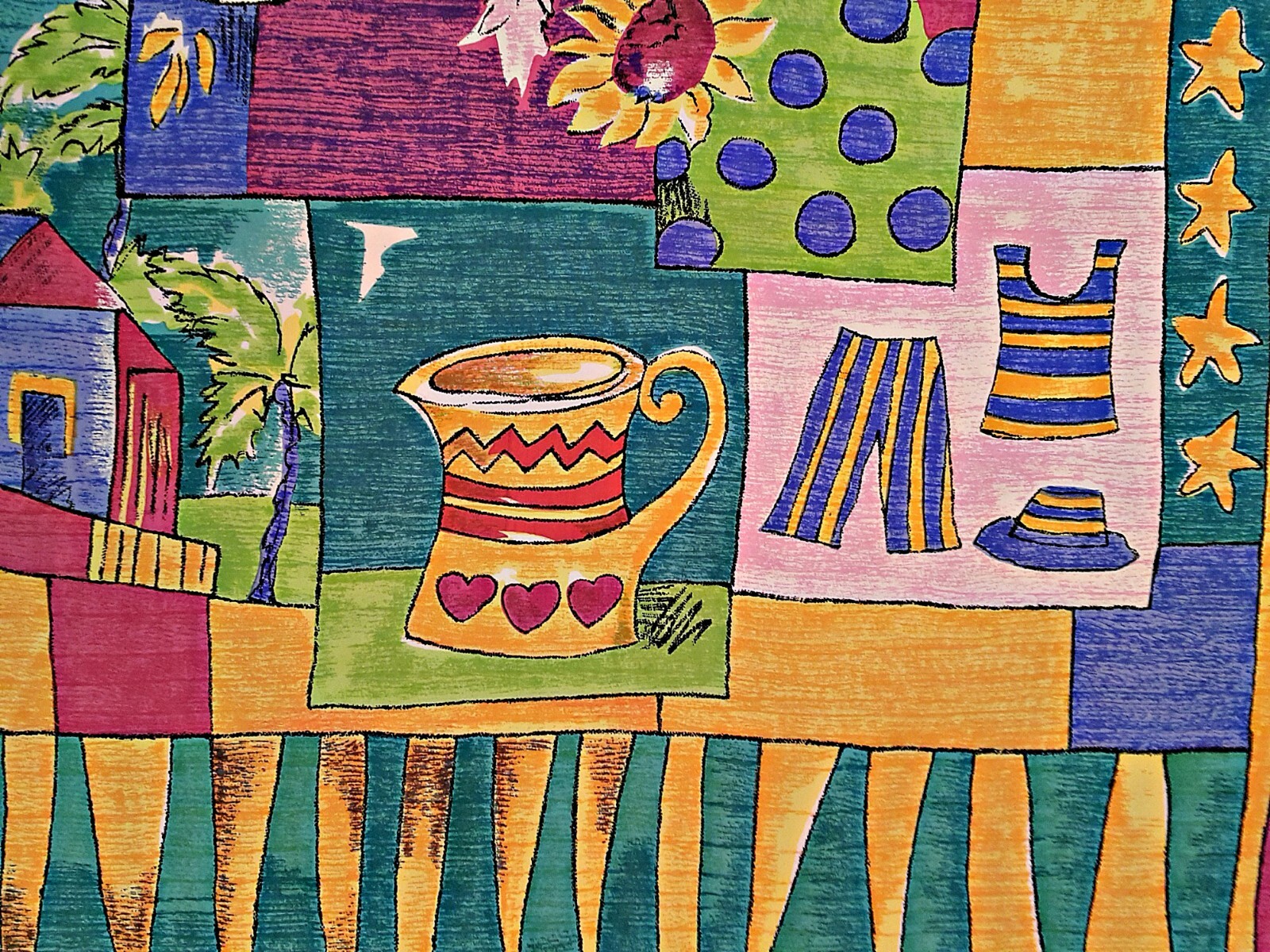 VINTAGE AUTHENTIC CHRIS ARNOLD PATCHWORK PINK GRE… - image 4