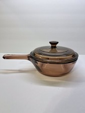 VISION Ware Corning Amber .5 Liter Saucepan And Amber Pyrex Lid Vintage