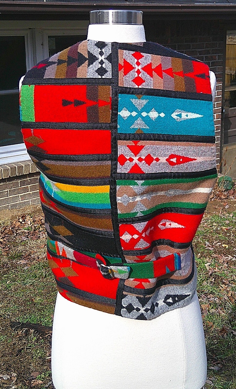 Handmade OOAK Pendleton Patchwork Blanket Wool Ve… - image 1