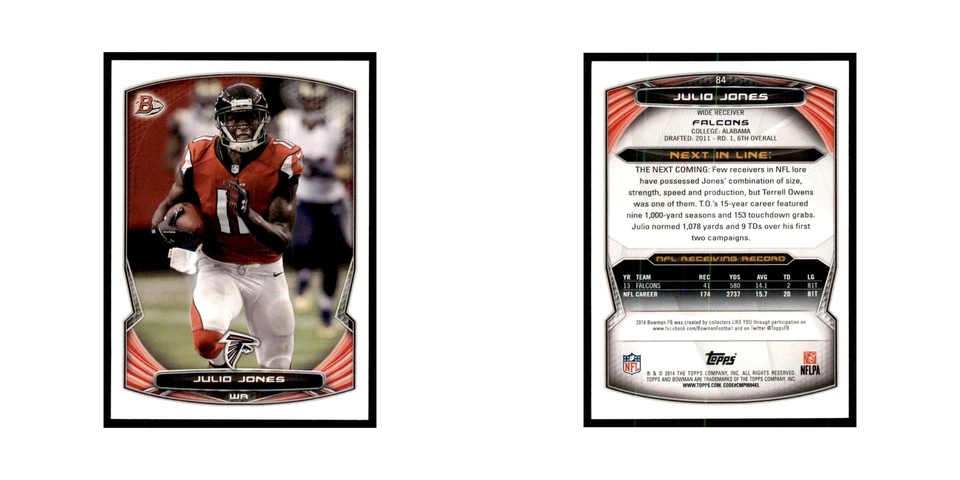 2014 Bowman Julio Jones Football Cards #84 - Image 3 of 3