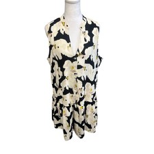 Nine West Sleeveless Babydoll Dress Sz XL Abstract Floral Mod Bold Print Office