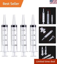 Large Plastic Syringe 4 Pack Measuring Syringe Tools Dispensing Multiple Uses...