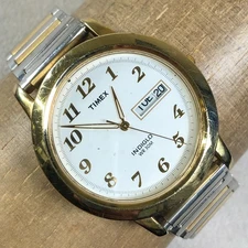 Timex Men Fashion Indiglo Two Tone Expansion Quartz Analog 36mm Watch 7 1/4"