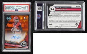 2023 Bowman U Chrome Sapphire Edition Orange /25 Carson Beck PSA 10 GEM MT Auto