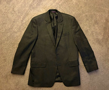 IZOD Black Herringbone Suit Jacket Single-Breasted 2-Button 42L