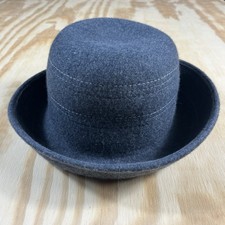 Vintage 90s Liz Claiborne Charcoal Grey 100 Wool Cloche Hat Structured OS