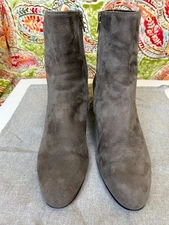 AGL TAUPE, ZIP UP, MID HEEL, SUEDE ANKLE BOOTS, EU 38.5, US 8/8.5, EUC