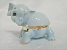 Kismet Little Lucky Porcelain Blue Elephant Animoges Music Box First in Issue