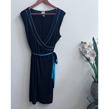 Giorgio Fiorlini Black Vintage Mini Sexy Dress Blue Belted Women's Size XL