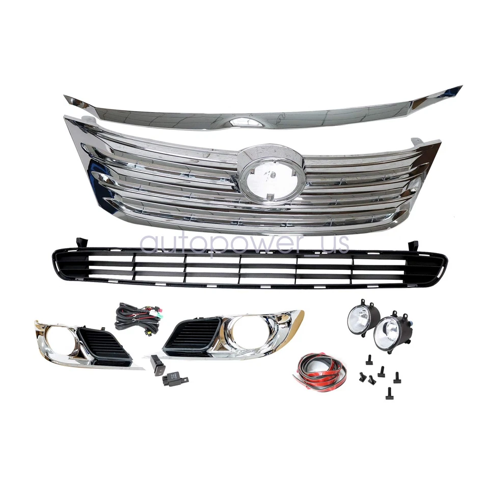 Nueva parrilla inferior superior delantera con cubiertas de lámparas antiniebla 7 piezas para Toyota Avalon 2011-2012 Foto 3 de 4