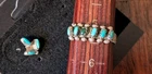 Vintage Native American Zuni Green Blue Turquoise Ring Sterling Silver Sz 5.25