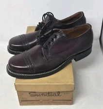 VTG 1950s NOS Sundial Kenmore Mens Dress Shoes Burgundy Pilgrim Soles. USA READ