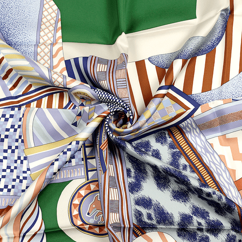 Hermes Scarf LA SELLE IMAGINAIRE 90cm Silk Foulard Carre Blue JAN BAJTLIK - Picture 4 of 7