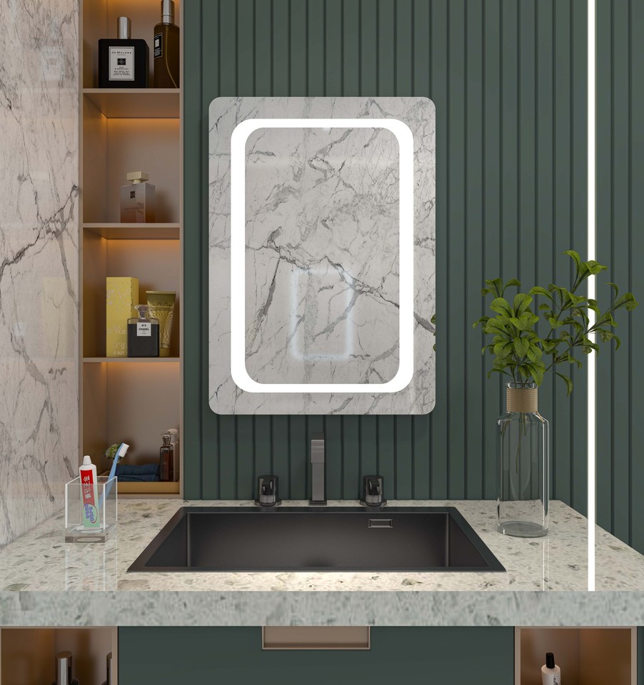 Bathroom Mirror Wall Hung Mount LED Light Battery Illuminated 500 x ...