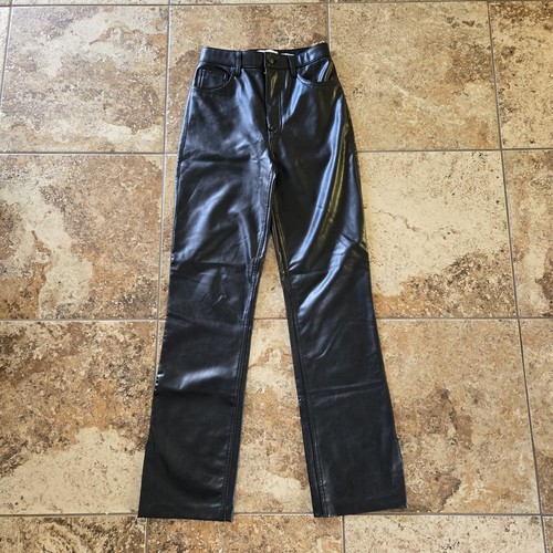 Abercrombie&Fitch 90s Straight Ultra High Rise Vegan Leather Pants Black Sz 26 L