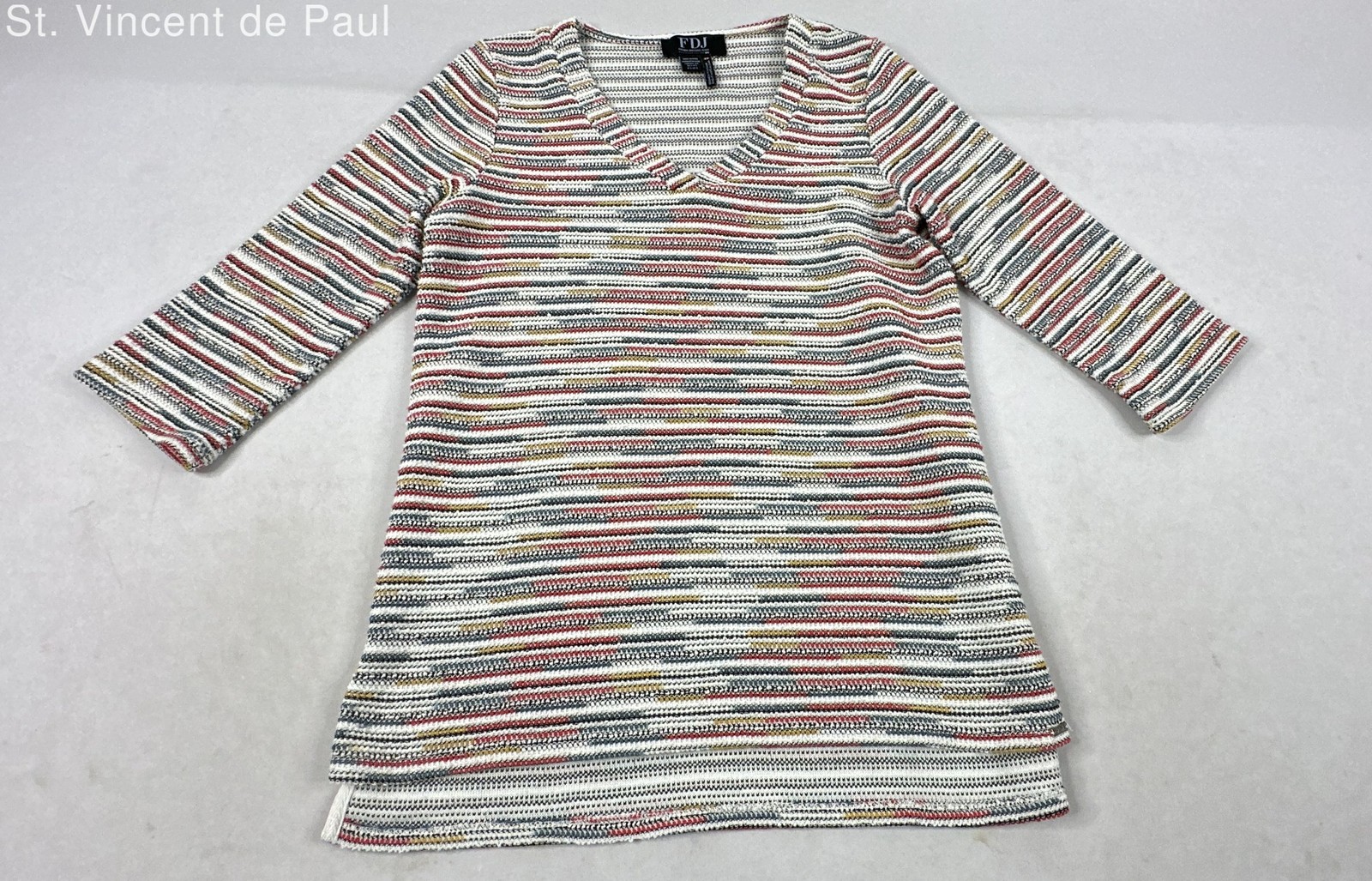 FDJ Multicolor Boho Retro Preppy Sporty Short Sleeve Top. Women's - Size S