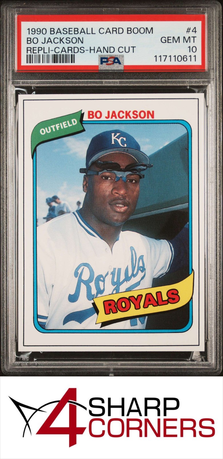 1990 BASEBALL CARD BOOM REPLI-CARDS HAND CUT #4 BO JACKSON ROYALS PSA 10