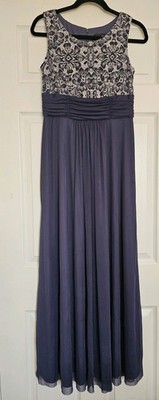 Jessica Howard Sleeveless Evening Long Gown, Size 8P, Blue Shade, Lined, Used