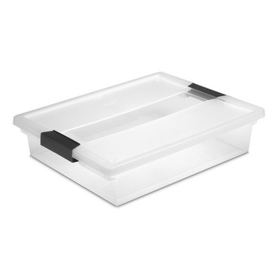 Large Clip Box Clear Plastic Storage Bin W/ Latching Lid Fits Letter-Size Paper