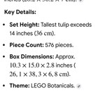 Lego Botanicals Tulip Bouquet Flowers (11501) 576 Pcs 18+ NIB. — photo 8