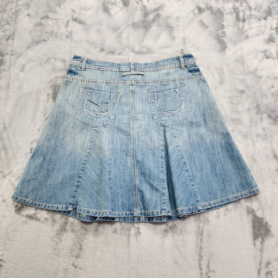 Falda Vintage Y2K LA Azul Mujer 14 Azul Denim Plisado Línea A Preppy Western Foto 3 de 4