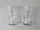Coca Cola Miniature Drinking Glass Shot Green Tint 3" Vintage 2.5 Oz Lot Of 2