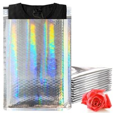 Metallic Bubble Mailers, Hologram Padded Envelopes 8.5 x 11 Inches, Pack of 100