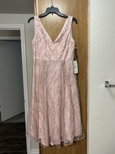 Alex Evenings Mother of the Bride Lace Rosette Rose Sequin Long Full Dress 8