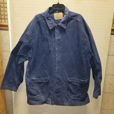 Code Zero Blue Canvas Chore Barn Coat Size XL Distressed SunFade Workwear Jacket