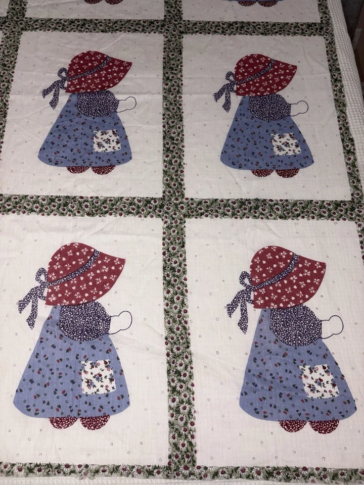 Vintage Sunbonnet Sue Fabric Applique Craft DIY 38x46 Country Floral - Image 2 of 4